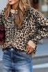 Chunky Leopard Jacquard Contrast Rib Button Front Drop Shoulder Cardigan